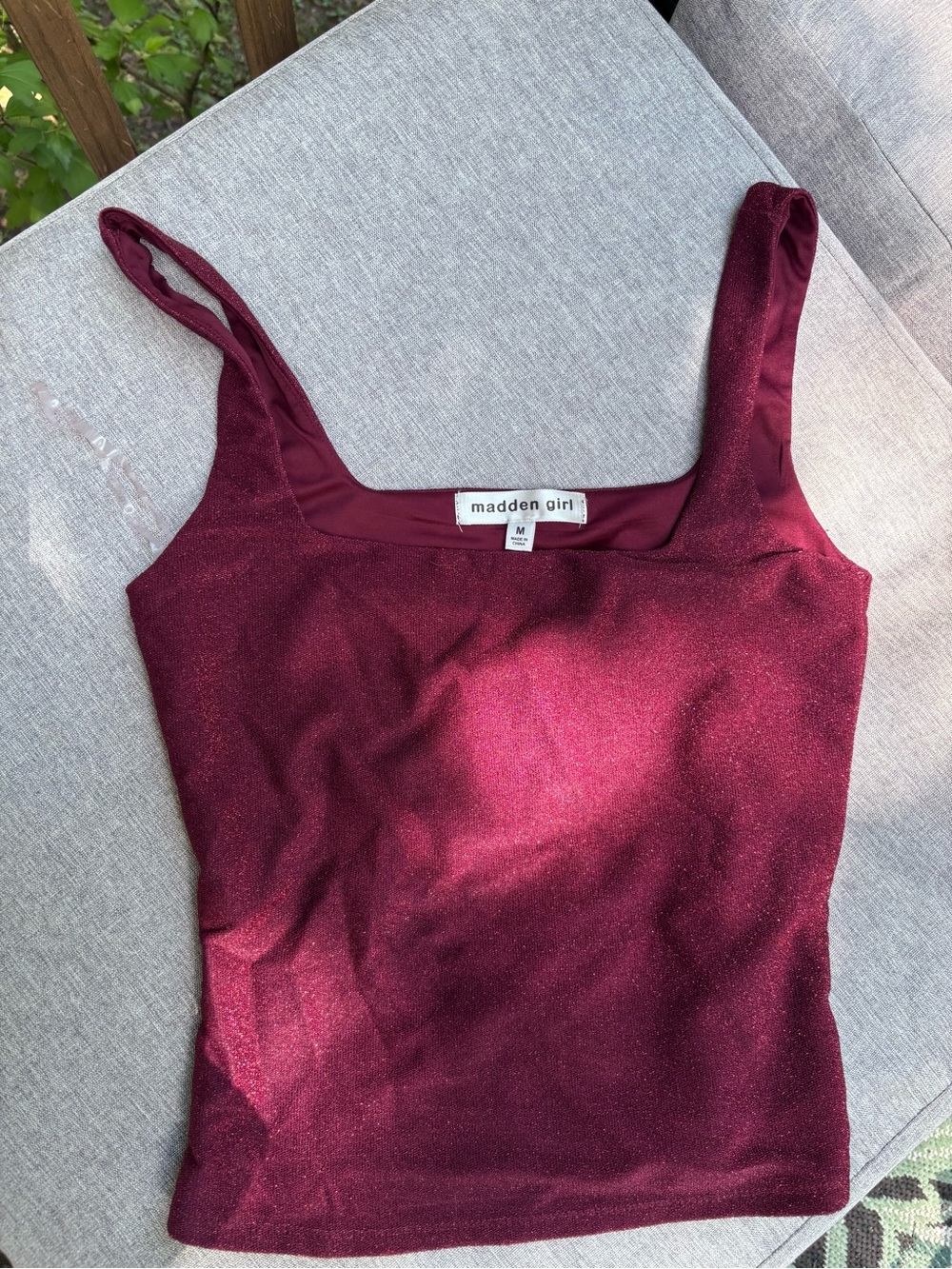 Madden Girl Plum Sparkle cropped tank